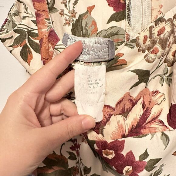 Vtg 90s Rabbit Jr Trumpet Midi Dress Floral Romantic Coquette Wedding Party Date - Picture 4 of 11